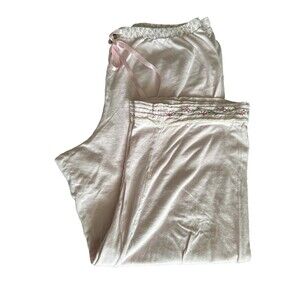 Women's Size Large Pajama Crop Pants Light Pink Sleeleepwear Cotton Cozy